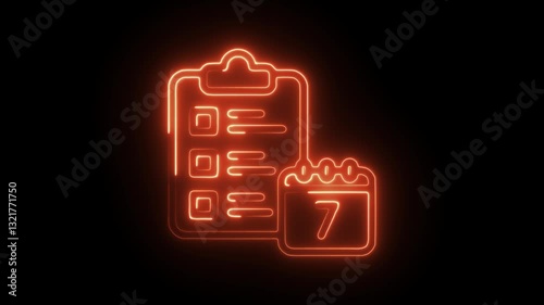 Glowing neon weekly  icon isolated on black background. HD Video motion graphic animation