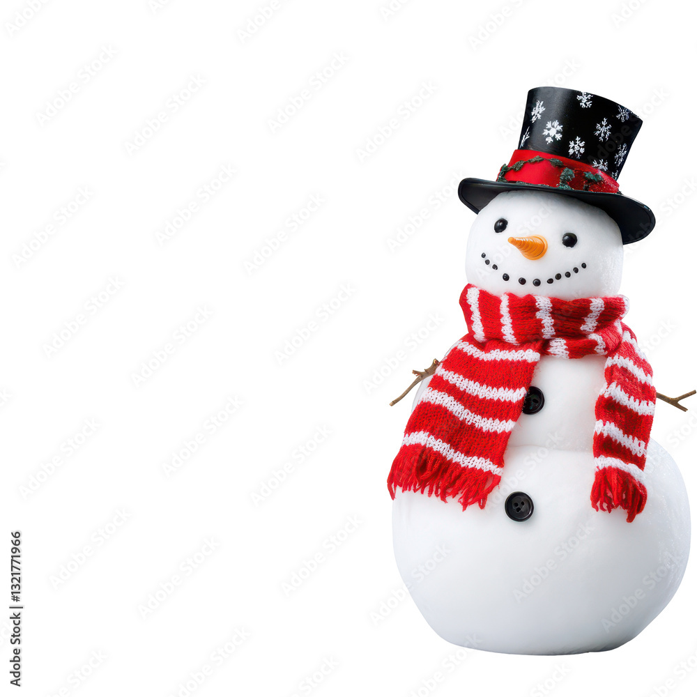 Festive Snowman: A cheerful snowman adorned with a top hat, a vibrant red scarf, and a charming carrot nose, evoking the magic and joy of the winter season. Festive Snowman: A cheerful snowman adorned with a top hat, a vibrant red scarf, and a charming carrot nose, evoking the magic and joy of the winter season.