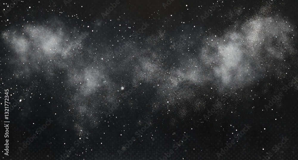 Obraz premium Cosmic nebula, white clouds in dark space, starry night.