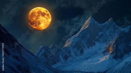 Majestic Moonlit Mountain Landscape