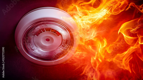 Burning smoke alarm, fire safety