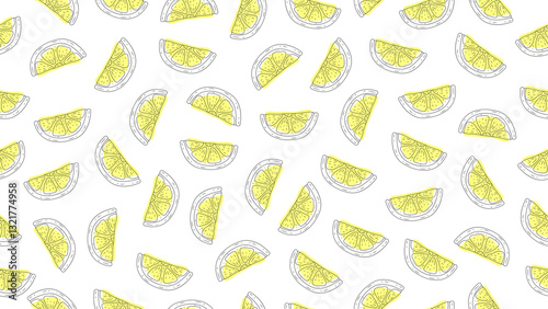 Lemon seamless pattern. Lemon doodle art hand drawn background