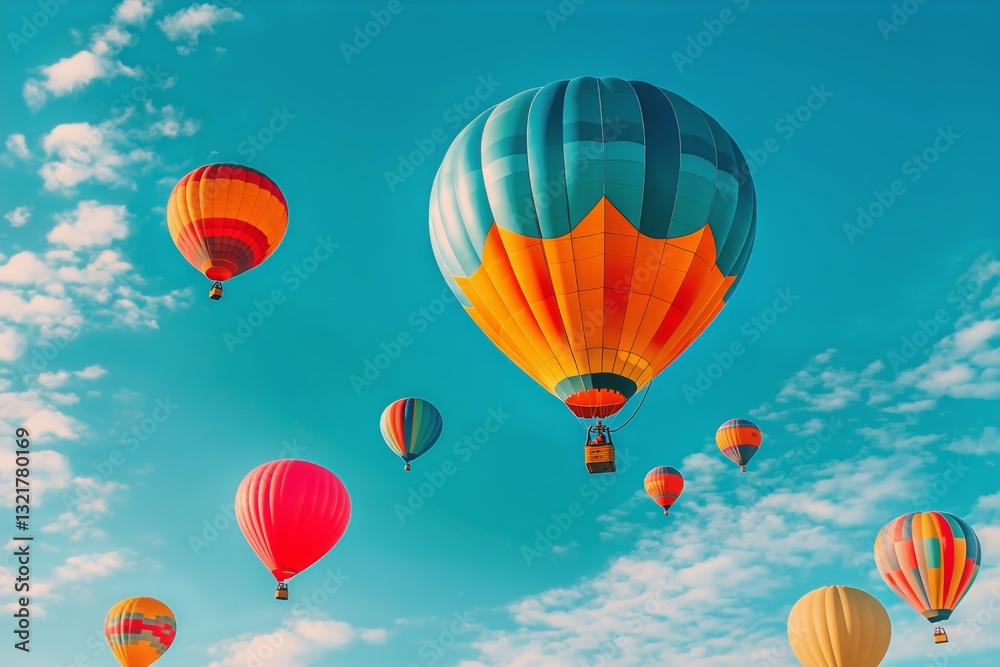 Fototapeta premium Colorful Balloons Filling the Sky During a Festive Celebration on a Sunny Day