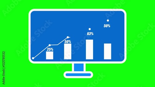 Business Graphic Percentation Growing Goncept Illustration Animation,  Growth Statistic In Monitor Video Animation
