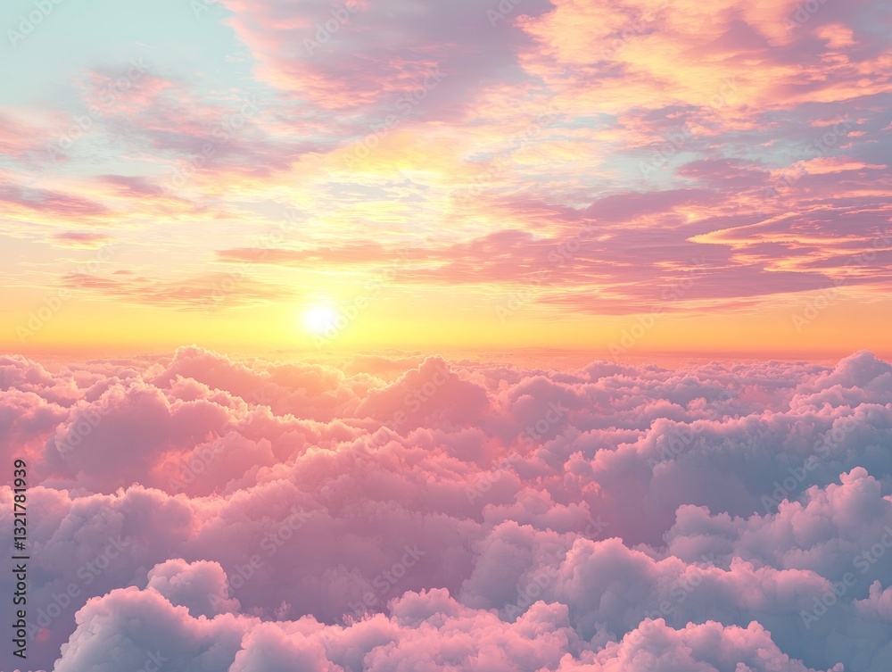 Radiant Sunrise Painting the Sky with Pastel Colors Above a Sea of Clouds Radiant Sunrise Painting the Sky with Pastel Colors Above a Sea of Clouds