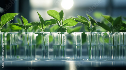 A research setting showcases a GMO soy field undergoing scientific testing for genetic modifications