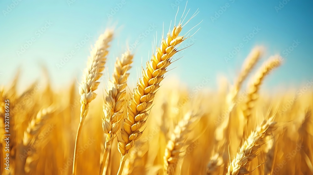 Fototapeta premium Golden Wheat Field Under Sunny Sky