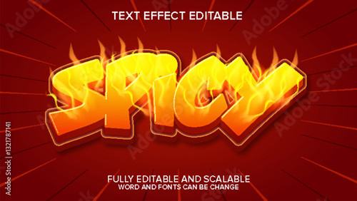 3d text effect spicy vector editable