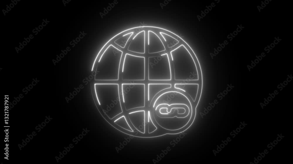 Glowing neon network link icon isolated on black background. HD Video motion graphic animation Glowing neon network link icon isolated on black background. HD Video motion graphic animation