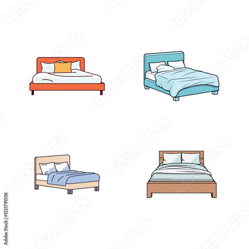vector of illustration of bed