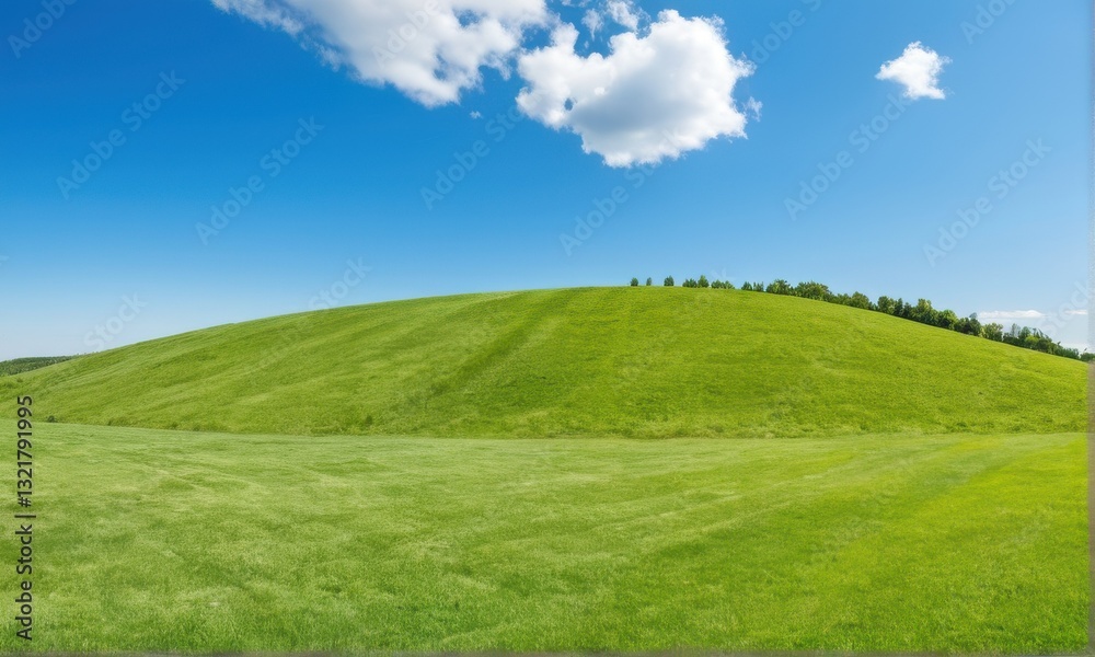 Lush Green Hill under a Bright Blue Sky Lush Green Hill under a Bright Blue Sky