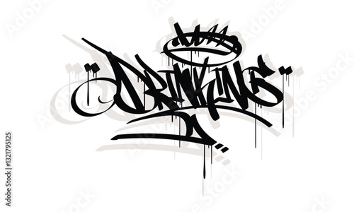 DRINKING word graffiti style design