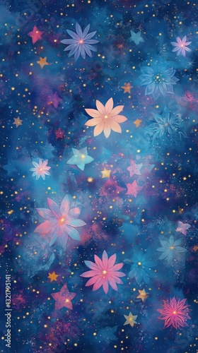 Colorful Cosmic Background With Vibrant Stars and Swirling Clouds in the Galaxy