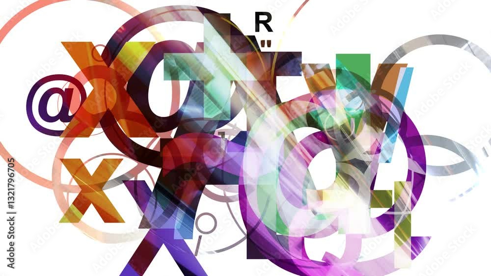 Circles and Characters
Rapidly changing overlapping typographic characters. Loops.