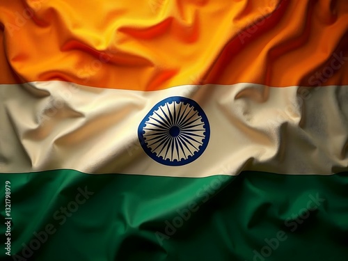 Bharat, india, flag with vibrant and subtle colors with the demonatration of city in the background  also extra realistic details such as clouds and illustrative touch,  generated via Ai