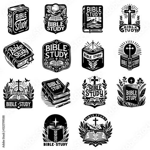 Bible Study Vintage Vector Graphic Sign Pen Drawing Illustration