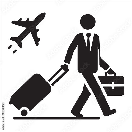 Businessman Silhouette Standing and Walking Vector icon