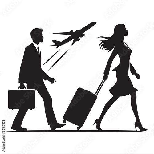 Businessman Silhouette Standing and Walking Vector icon