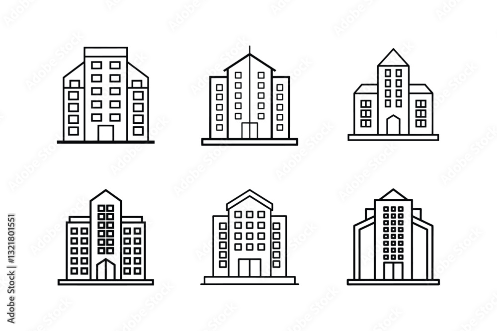Fototapeta premium apartment building line art vector illustration