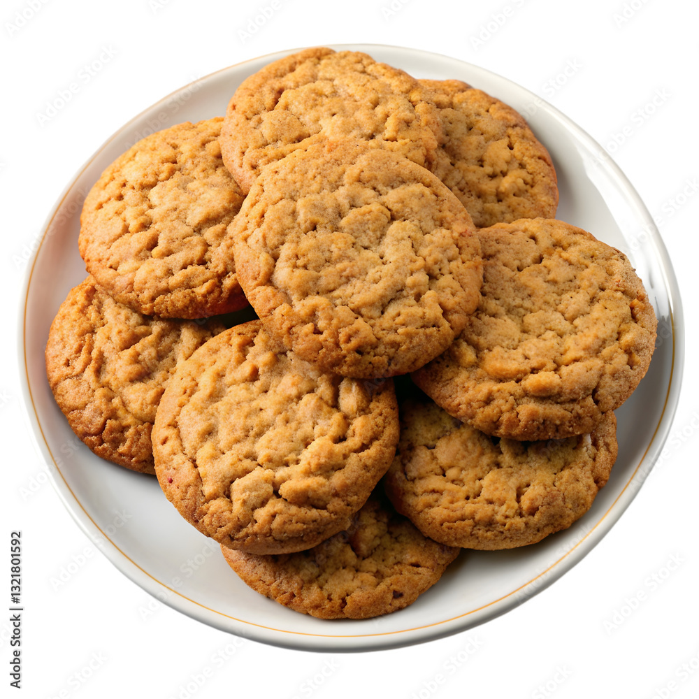 Plate of oatmeal cookies with transparent background
Plate of oatmeal cookies with transparent background