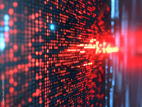 Wallpaper Mural Abstract digital patterns in red and blue light create a mesmerizing visual representation of data flow and technology. Torontodigital.ca