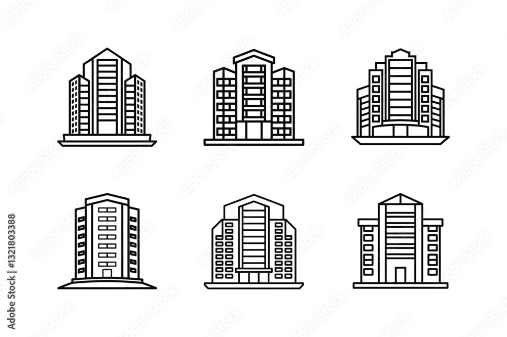 condo building line art vector illustration condo building line art vector illustration