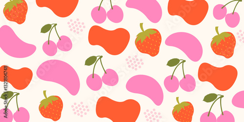 Abstract fruit pattern for backgrounds, presentations, wrapping papers, prints, artworks. Vector illustration	