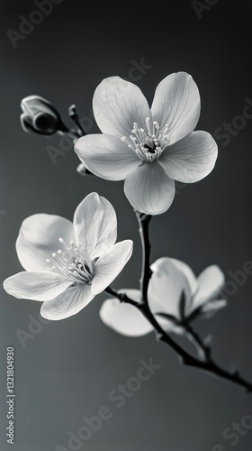 Beautiful White Flowers in Monochrome With Delicate Petals and Simple Elegance
