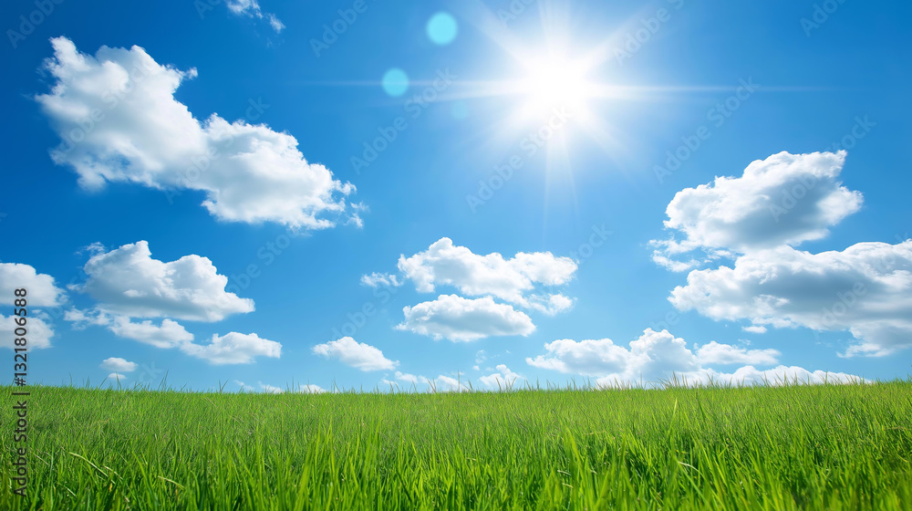 Grassland under blue sky with white clouds Grassland under blue sky with white clouds