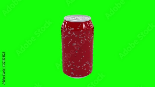 Red and Blue Tin Cans with Water Drops Rotating on Green Background – 3D Motion, Spinning Metal Can, Product Packaging Mockup, Loop Animation, Branding Concept, Refreshing Design, Stock Footage
