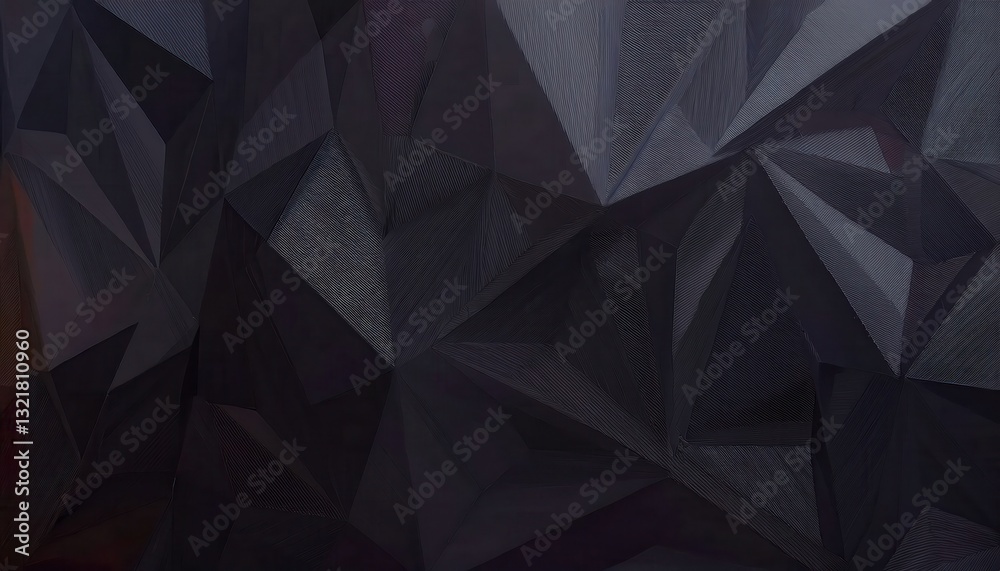 Obraz premium dark geometric polygonal pattern with sharp triangular facets, abstract modern texture for background, branding, and design