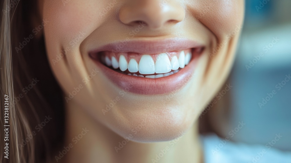 Obraz premium close-up of a beautiful smile with perfect white teeth and healthy gums