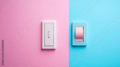 Professional Image of Light Switch on Pink Blue Background