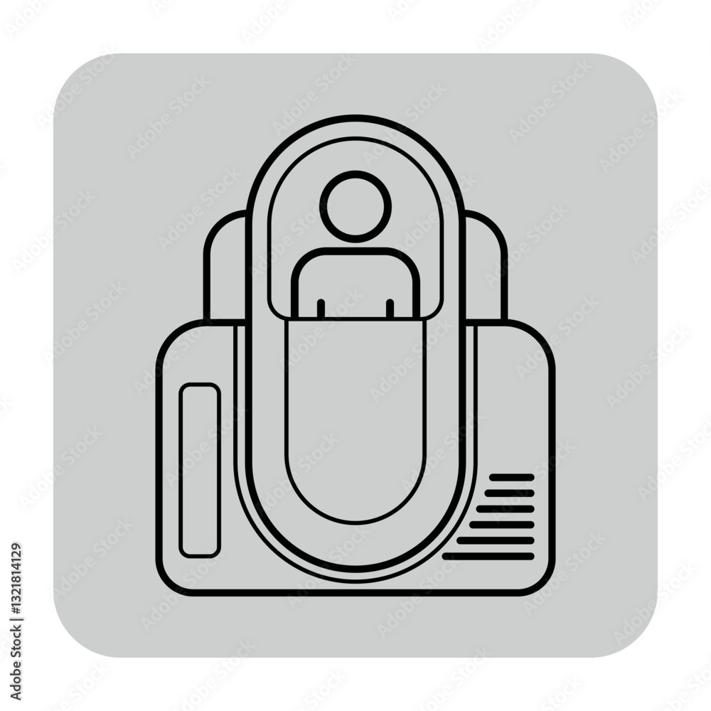 Simple line icon representing person being monitored in healthcare environment. Health-related theme with focus on patient care