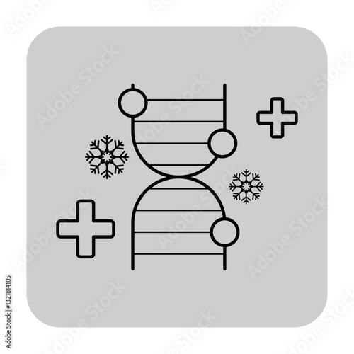 Obraz na płótnie Health-related icon of DNA helix intertwined with snowflakes. Connection between genetics and seasonal wellness concept w salonie