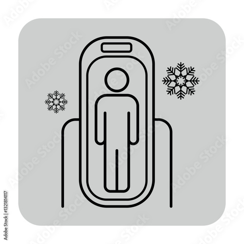 Obraz na płótnie Line icon of person undergoing cold therapy in specialized chamber. Importance of health and wellness practices involving temperature regulation concept w salonie