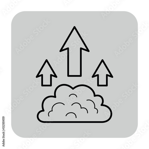 Obraz na płótnie Icon of cloud with three upward arrows, symbolizing health, growth, and progress. Importance of wellness and positive movement concept w salonie