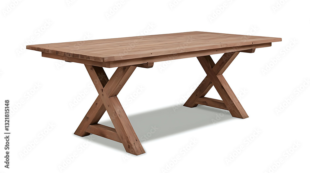 A wooden table with a cross design on it