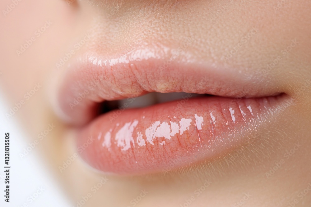 Fototapeta premium Close up of glossy lips showing perfect lip makeup