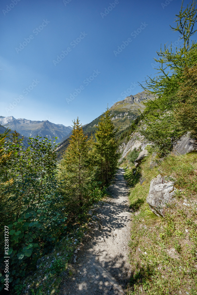 Explore Zillergrund Valley in Zillertaler Alps for a breathtaking hike near Mayrhofen in Austria during clear skies Explore Zillergrund Valley in Zillertaler Alps for a breathtaking hike near Mayrhofen in Austria during clear skies