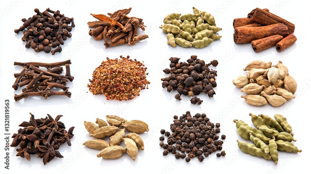 Obraz premium Garam masala is a fragrant spice blend used in Indian cuisine, featuring warm spices like cumin, coriander, cardamom, and cloves, enhancing dishes with rich flavor.