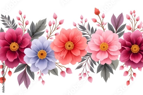 Wallpaper Mural Beautiful Floral Border Design with Vibrant Colors and Elegant Leaves Torontodigital.ca