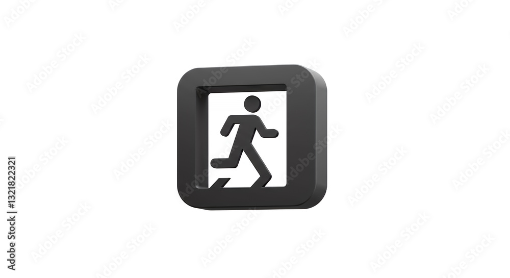 Running Man Square Sign Grey Escape Concept Isolated Icon Running Man Square Sign Grey Escape Concept Isolated Icon