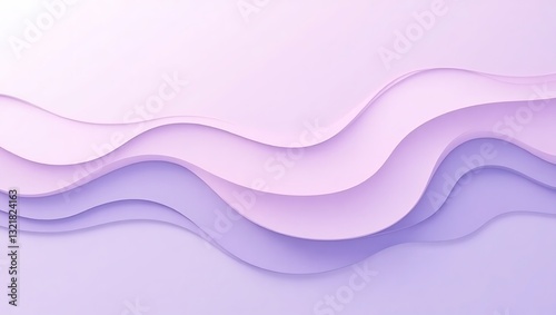abstract composition of layered, wavy shapes in soft shades of purple and pink. The smooth and flowing design, enhanced by a gradient effect, exudes a sense of calm and creativity