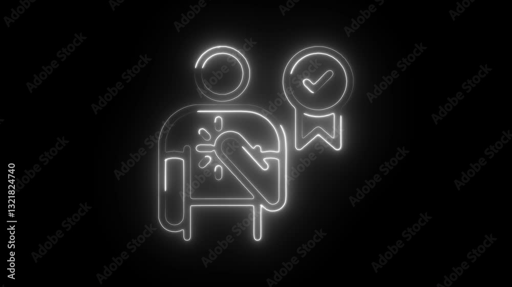 Glowing neon honesty icon isolated on black background. HD Video motion graphic animation Glowing neon honesty icon isolated on black background. HD Video motion graphic animation