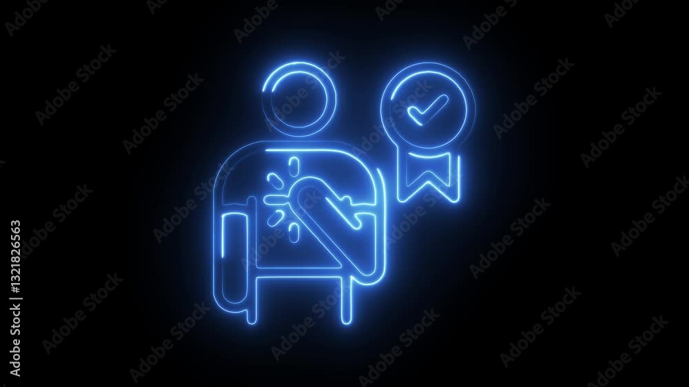 Glowing neon honesty icon isolated on black background. HD Video motion graphic animation Glowing neon honesty icon isolated on black background. HD Video motion graphic animation