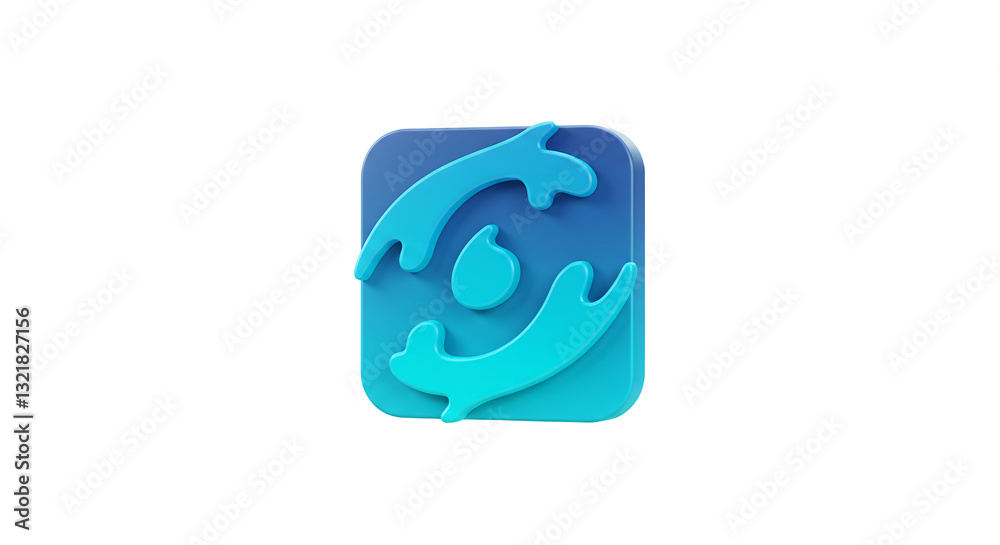 Obraz premium Abstract Blue Icon with Curving Shapes and Water Drop Element
