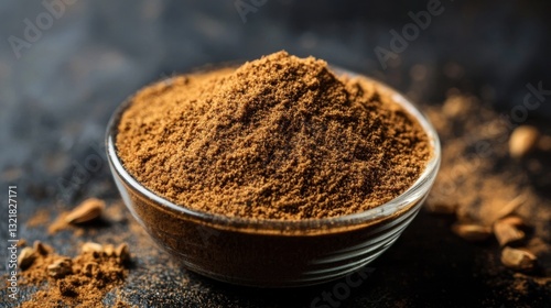 Garam Masala. Spices. Indian curry masala with spices in the black background. Indian spice Powder. Garam masala powder.