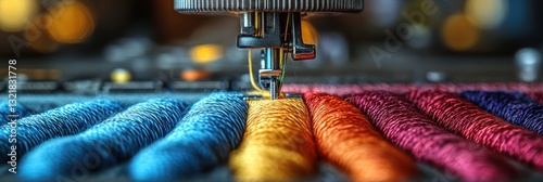 Vibrant Threads: A Close-Up of an Embroidery Machine in Action
