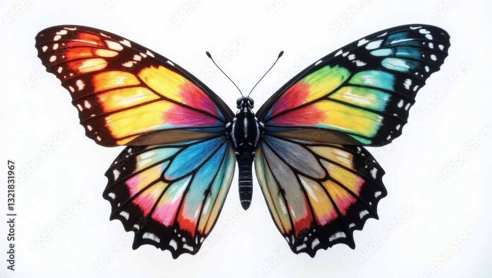 Obraz premium Vibrant Butterfly Art, Symbolizing Freedom and Transformation in Colorful Design 